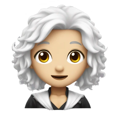 chibi ai character with white hair in a halloween costume sticker