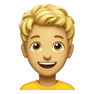 a boy in a yellow shirt laughing sticker