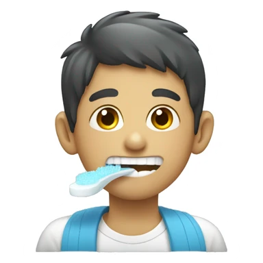 boy brushing teeth sticker