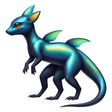 Colorful Iridescent Exotic Salandit-Aurorus-Umbreon-Fakémon-hybrid-creature (full body)  sticker