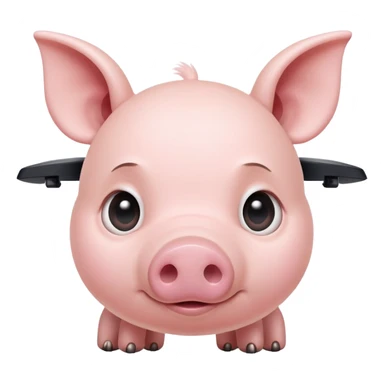The piglet is very afraid of the drone sticker