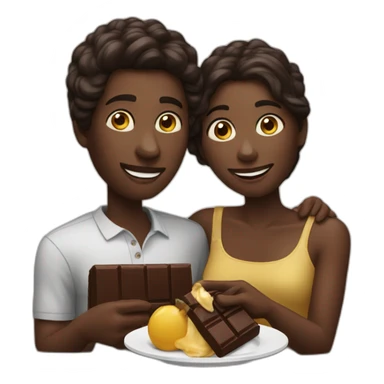 black couple eating chocolat sticker