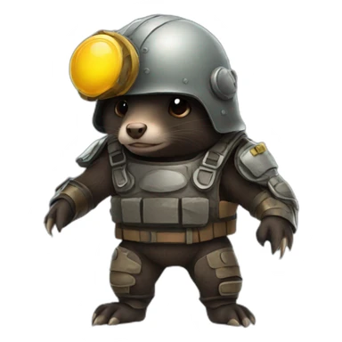 Mole with a combat helmet sticker
