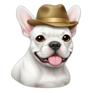 white FRENCH BULLDOG with on hat sticker