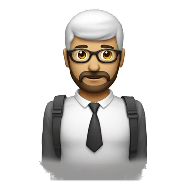 un hombre calvo con lentes de aumento y barba de candado sticker