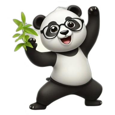 a nice panda bear with glasses doing tai chi sticker