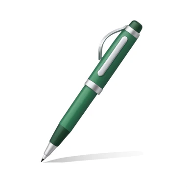 white paper and dark green and white pen, minimalist design sticker