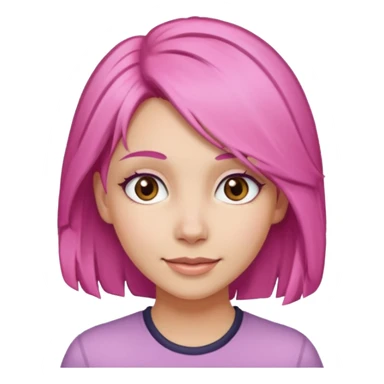 A light-skinned woman with pink hair styled, brown eyes, and a gentle smile. sticker