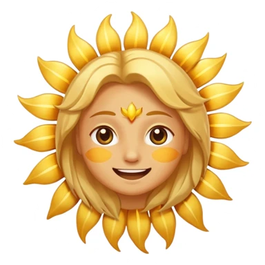 Sun God Nika from One Piece, cartoonish sun rays, happy face, golden hair sticker