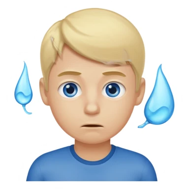 boy with an unpleasant body odor, blond and blue eyes. sticker