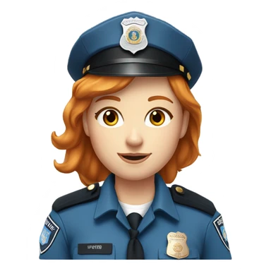 face of ginger girl police officer teen cute blue uniform  policia badge brown eyes sticker