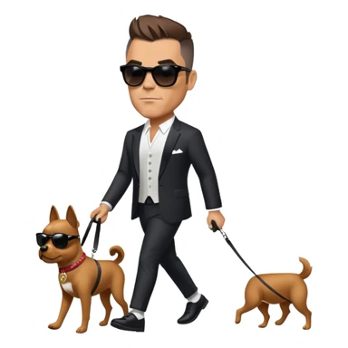 Robbie Williams walking a dog sticker