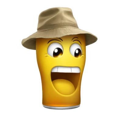 Smiley with crazy face add bucket hat and a beer sticker