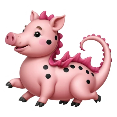 A pink pink with spots and a curly tail riding a dragon sticker