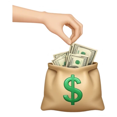 a hand holding a bag of money sticker