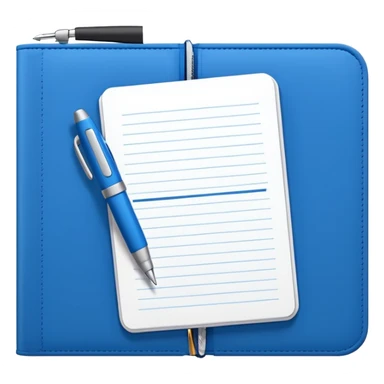 emoji of an open agenda with a blue cover, visible pages, simple details sticker