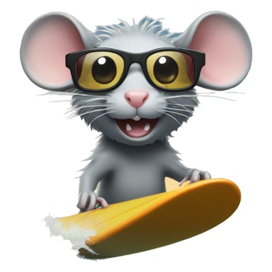 Rat surfing on waves in the water with glases on sticker