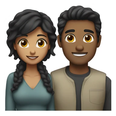 Couple with black hair one man and one girl  sticker