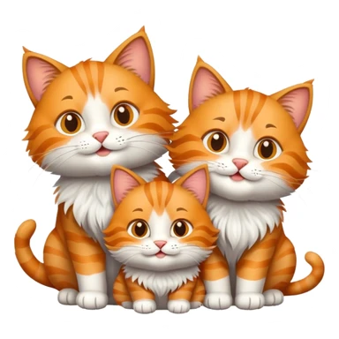 two big happy cats with four little happy cats sticker