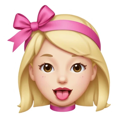 Winky face with tongue out with a small pink ribbon on head sticker