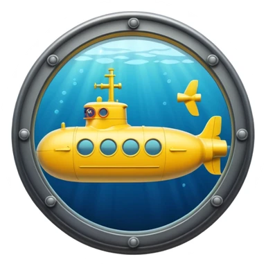 A bright yellow submarine with round windows and a tiny periscope.














 sticker