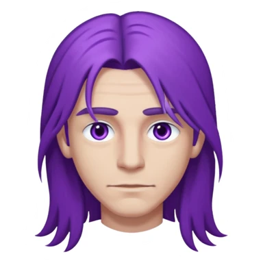 A man with long purple hair and nice long eyelashes with light purple eyes and a black shirt on sticker