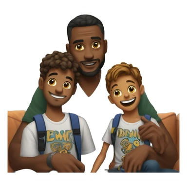 Dad and son bond indoors with tattoos sticker