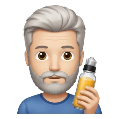 white man salt and pepper hair beard holding a white matease sticker