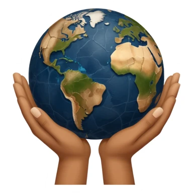 simple Beige hands holding simple earth sticker