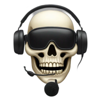 Military Skeleton mask with a long black mask underneath it and headset with a microphone sticker