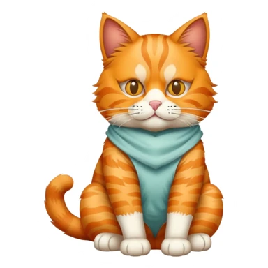 orange cat full body sitting with a mask sticker