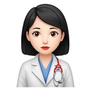 doctor with black hair and red hairclips  sticker