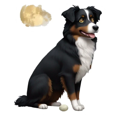 Small black australian shepherd dog moon sticker