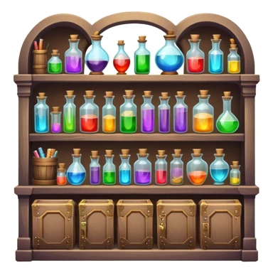 Magical fantasy shop with potions, spell books, and enchanted items sticker