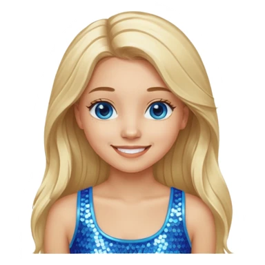 Close from Bratz with long light blonde hair, light skin, blue eyes, blue sequin crop top sticker