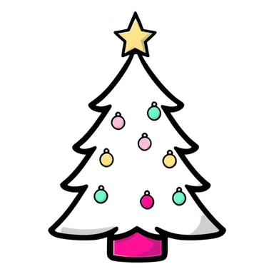 white Christmas tree with pink ornaments sticker