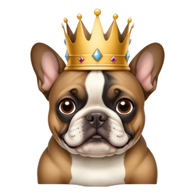 Black and brown frenchie wearing a king’s crown  sticker