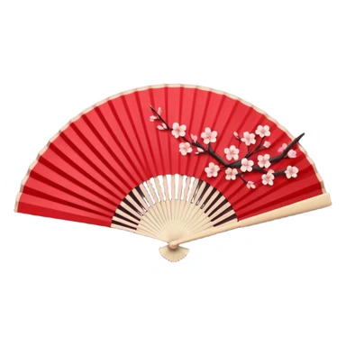dark red Chinese fan with sakura sticker