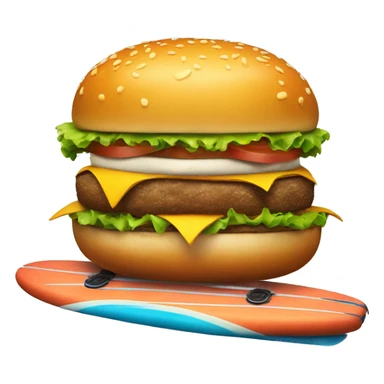 burger on a surfboard  sticker