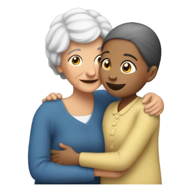 Grandma huggings with a girl sticker