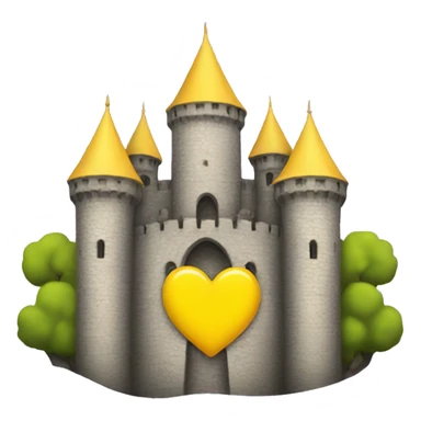 A yellow heart with a castle in the middle of it sticker