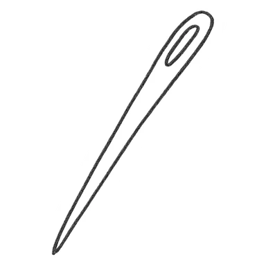hand drawn outlined sewing needle icon sticker
