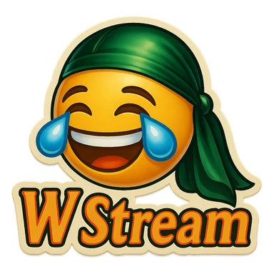 laughing crying 
lol face
Change His durag To Green
Add the words W Stream sticker