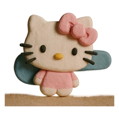 Hello Kitty hair pin, matte texture, visible fingerprints, pastel pink and white sticker