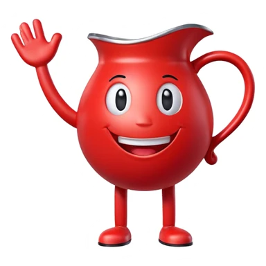 A red pitcher-shaped character with a smiley face, arms and legs, looking excited and happy, saying Oh Yeah! sticker