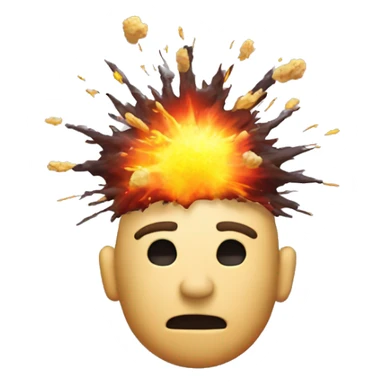 Create a brain with an explosion above the head. sticker