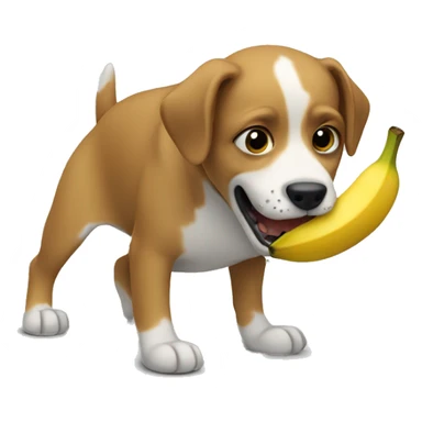 dog eating a banana sticker