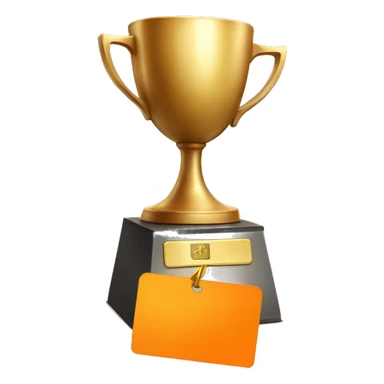 World golden CUP WITH ORange nametag sticker