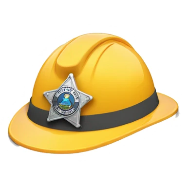 construction hard hat with sheriffs badge sticker