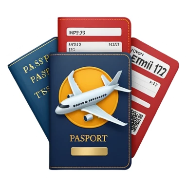passport with visible airplane tickets, Apple emoji style, colors #173e12 and #c1a793, no text, minimalist sticker